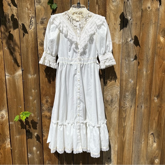 Gunne Sax Dresses & Skirts - Sold Vintage 70s Gunne Sax White Long Sleeve Lace Dress